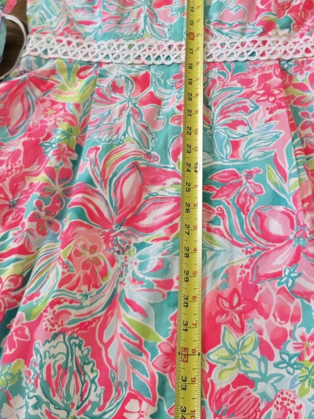 NWOT Lilly Pulitzer Floral Lace-Trim A-Line Dress with Matching Jewelry, Size 14 - Picture 13 of 16